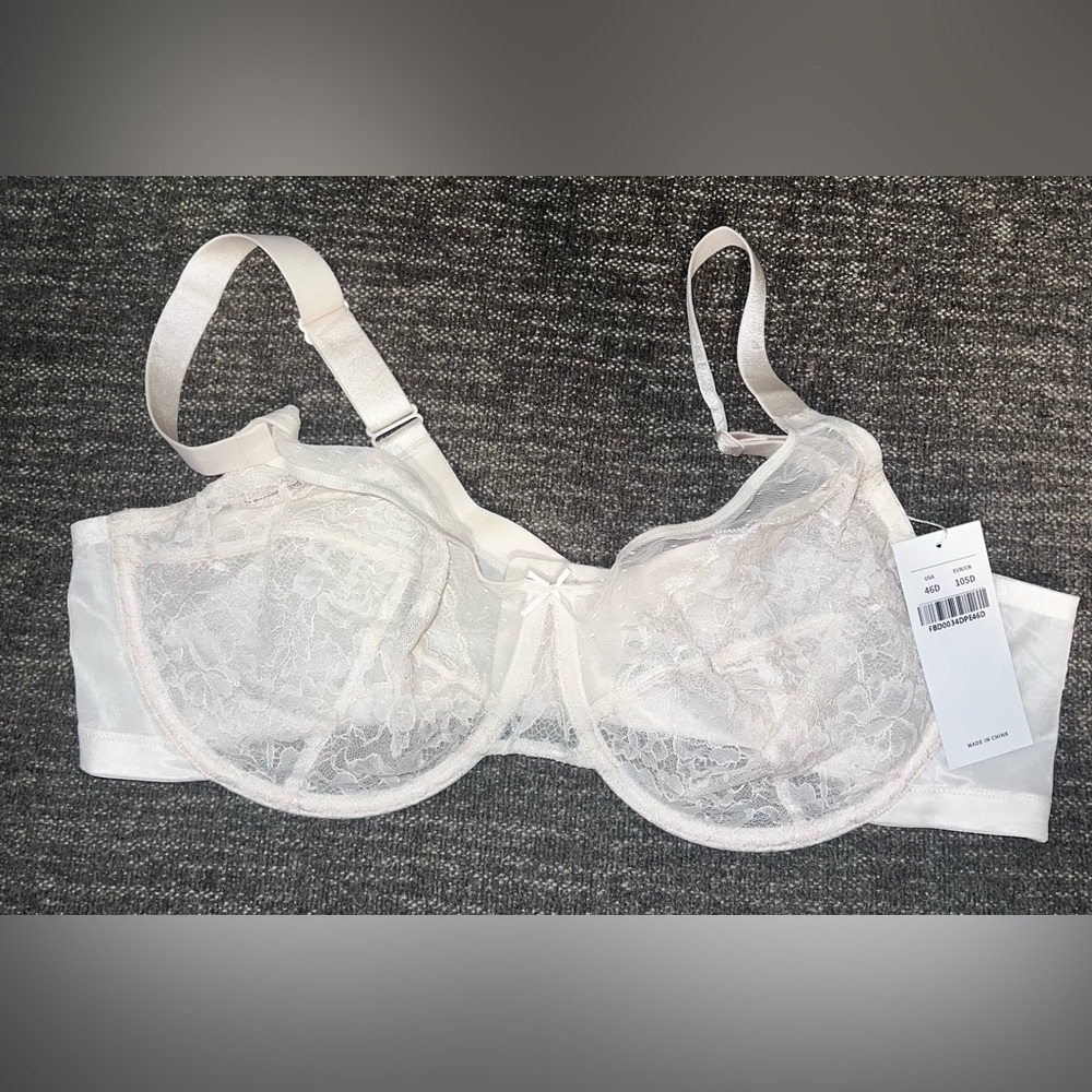 NWT HSIA Minimizer Full Coverage Underwire Lifting Lace Bra -Cream
